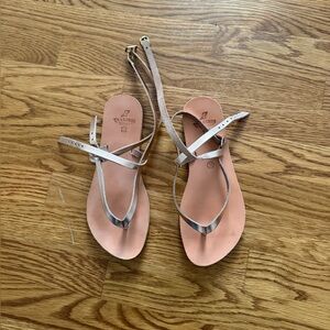 Women’s metallic leather sandals— made in Greece